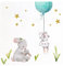 Little Deco Öko Wandtattoo Wandsticker Kinderzimmer Hasen mit Ballon mint Babyzimmer Deko Kinder Spielzimmer Wandaufkleber ohne Chlor und Weichmacher DL209-20