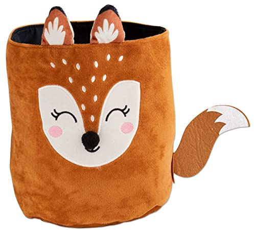 Papierdrachen Stoff Utensilo | Motiv Fuchs | Aufbewahrung für Spielzeug - Kinderzimmer Dekoration | Spielzeugkorb - Stoffkörbchen aus Samt 21 cm - Set 4