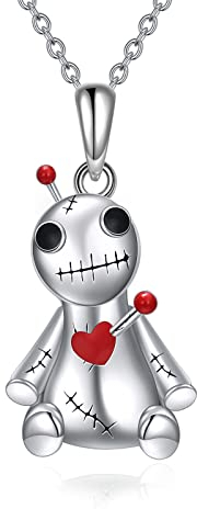 YFN Voodoo Halskette Sterling Silber Hexe Voodoo Anhänger Kette Gothic Schmuck Geschenke für Damen