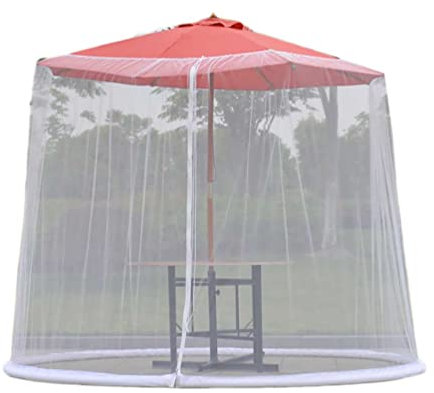 PengGengA Feinmaschiges Moskitonetz für Sonnenschirm & Pavillon Seitenteile Fliegennetz mit Reißverschluss für Tischgartenpavillon (Weiß, Gerade Stange)