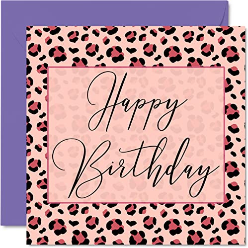 Biglietto di auguri di compleanno per donne per lei stampa leopardata rosa – Pretty Best Friend Happy Birthday Card 145mm