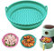 2 Piezas Molde Silicona Freidora de Aire, Moldes Silicona Freidora Aire, Silicona Freidora Aire, Reutilizable Molde de Silicona para Freidora de Aire, Adecuado para Horno y Microondas（Verde + Rosa）