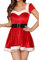 Aranmei Negligee Damen Weihnachts Weihnachtsmann Babydoll Dessous Nachthemd Flauschige Trim Chemise Nachtwäsche,M