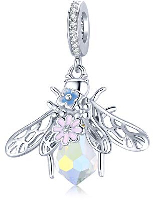 Bunte Bienen Charms mit Blume Sterling Silber Charms passen Pandora Armband Anhänger Halsketten Schmuck Geschenke für Frauen