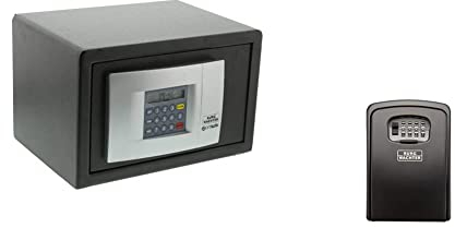 BURG-WÄCHTER Möbeltresor mit elektronischem Zahlenschloss, Schwarz & Burg-Wächter 39740 Schlüsseltresor mit 4-stelligem Zahelncode für außen und innen, Sicher, Groß, Wandmontage, 40 SB, Schwarz