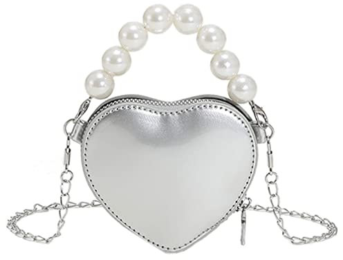 CALLARON Liebe Tasche Frauentasche Mini-tasche Clutch-handtasche Minitasche Unterarmtasche Mädchen Handtasche Valentinstag Umhängetasche Einkaufstasche Süße Damen Perle Pu Kleine Kette