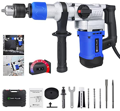 Rotary Hammer Set Hammer Drills Kit | SDS Plus 3-in-1 Drill - Drilling/Impact Drilling/Chiselling | 1080W, 4.0 Joule Impact Force, Hard Storage Case (Blue)