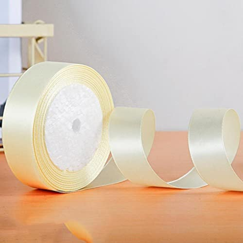 22 Meter/Rolle Satinband, Geschenkverpackung, Weihnachtsdekoration, handgefertigt, DIY-Bänder, Stoffrolle (6/10/12/15/20/25/40 mm), Creme, 40 mm
