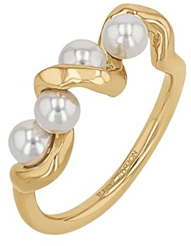 NOELANI Ring Edelstahl Damen Ringe, mit Muschelkernperle, Gold, Kommt in Schmuck Geschenk Box, 2036958
