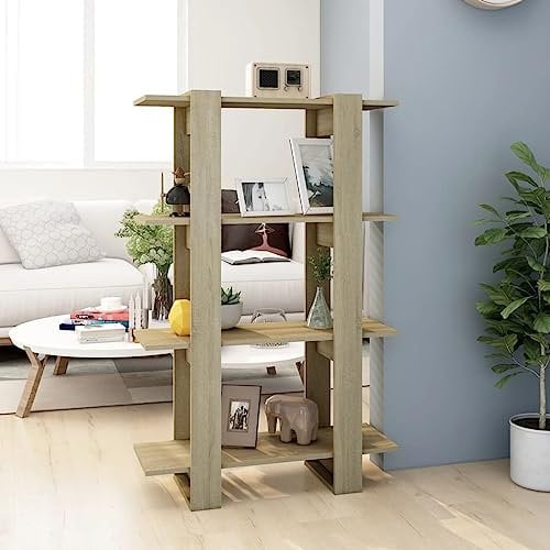 YITHOPI Mehrzweckschrank Sideboard Weinregal Bücherregal/Raumteiler Sonoma-Eiche 80x30x123,5 cm Geeignet für Schlafzimmer und Wohnzimmer