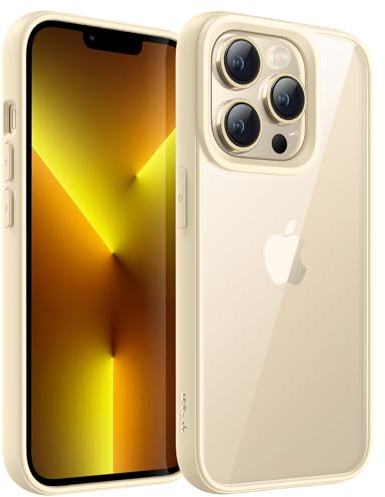 JETech Case for iPhone 13 Pro 6.1-Inch, Shockproof Phone Bumper Cover, Solid Color Matte TPU Frame, Anti-Scratch Clear Back (Beige)