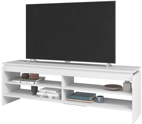 Meuble TV 65 Pouces Blanc 5 Niches 153 cm