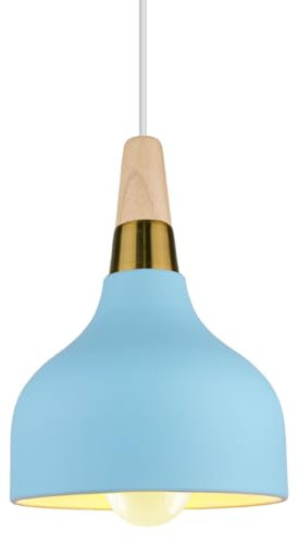 PETITES ECREVISSES Lampadario a Sospensione Moderno Lampadario da Soffitto Industriale Retro Lampade a sospensione Metallo e Legno Lampadario E27 per Cucina Sala da Pranzo Cucina Caffè (Azzurro)