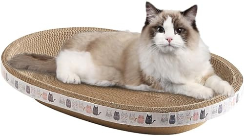 Lot de 2 cartons à gratter pour Chat, ovales, Ronds, griffoirs, Protection des Meubles, canapé, lit pour Chat, Meubles à griffer pour canapé, Jouets d'entraînement