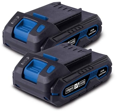 Scheppach Akku Set 2X 2 Ah Lithium-Ionen-Akku 20V Ersatzakku | 20V-IXES-Serie | Ladezeit ca. 35–60 Min (je nach Ladegerät) | 3-stufige LED-Anzeige | Staub- & korrosionsgeschützt