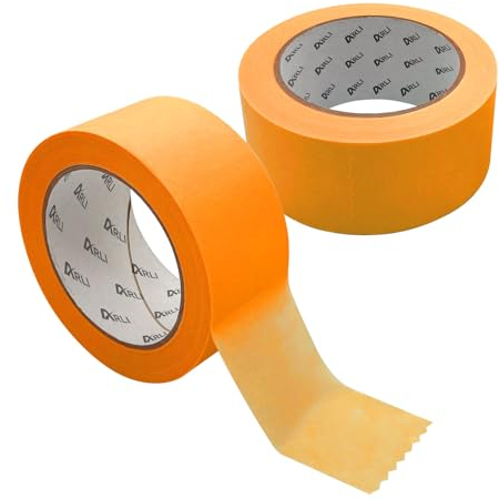ARLI Kreppband 2x Goldband 50mm x 50m Acrylat Abdeckband ECO für Maler und Lackierer Malerkrepp Tape Papiertape Abklebeband Abdeckkrepp (2 Stück Rollen)