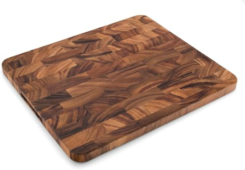 Bold & Divine Acacia Wood End Grain Cutting Board, Square, Multi-functional Serving and Prep Station
