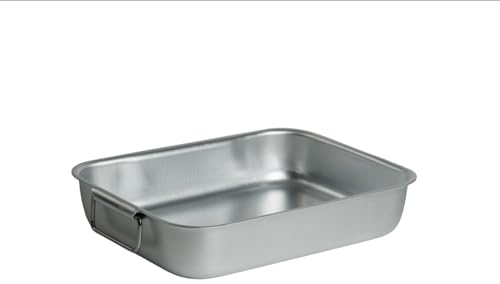 PARDINI - Bandeja de horno rectangular de aluminio, 2 asas articuladas de acero inoxidable, para asar, lasaña, altura 8 cm. Línea profesional