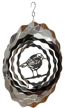 3D Windspiel aus Edelstahl mit Vogel Motiv zum Hängen Durchmesser 25cm