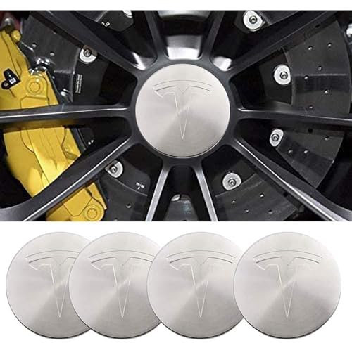 ZGCYK 4 Stück Radnabenkappen Aufkleber für Tesla Model 3 Model Y Model S Model X Model 3 Highland 56MM Felgendeckel Radkappen Reifen Felgen Radnabenabdeckung Zubehör