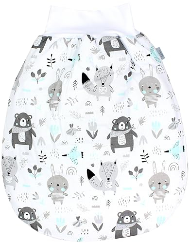 TupTam Baby Strampelsack Schlafsack mit breitem Bund Winterschlafsack für Mädchen Jungen Babyschlafsack, Farbe: Bären/Füchse/Mint, Größe: 0-6 Monate