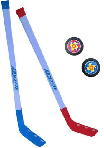 Wudaizhi 4pcs/set Kids Street Hockey 70cm 2 Hockey Sticks, Puck & Ball Set Sports Ice Hockey Training Juniors Toys Set Indoor Outdoor Kids Gift