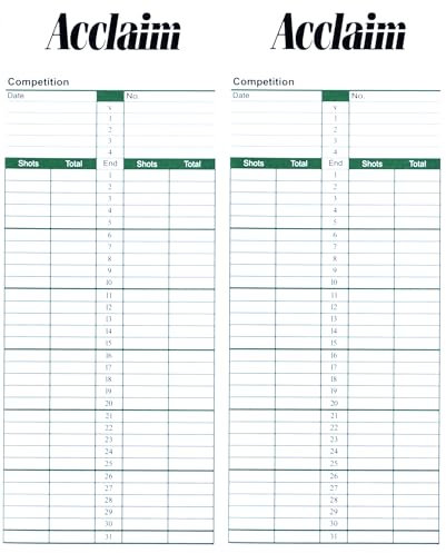 Acclaim Lawn Bowls Scorecards Double Sided Twin Use White Black With Green Text Card Printed Sheets 8 1/4 x 3 1/4 In 100’s 500’s & 1000’s (1000)
