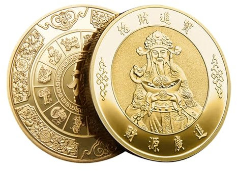 Pièces porte-bonheur chinoises Feng Shui, pièce de fortune chinoise,Pièce de fortune chinoise du dieu de la richesse | Apportez de la richesse et du trésor, pièce porte-bonheur, porte-bonheur chinois,