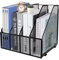 HMXLJJY Porte-revues en maille métallique A4, porte-documents de bureau, 4 compartiments, noir