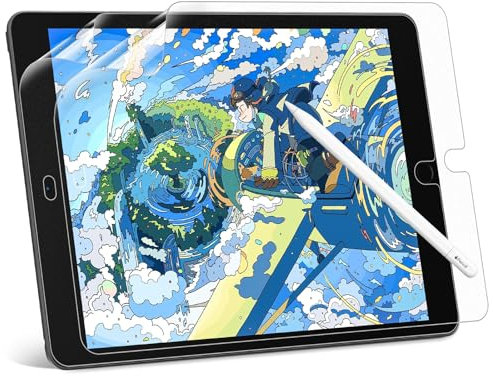 [2 Piezas] Protector de Pantalla Efecto Papel para iPad 9/8/7 (10,2 Modelo 9a/8a/7a Generación), Screen Protector Mate en Papel Pet Antirreflejo/Antihuellas, Escribe y Dibuja Perfectamente