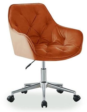 JaHECOME Bürostuhl aus Samt, höhenverstellbarer Konferenzstuhl, Drehbarer Computerstuhl mit Armlehne und Schaumstoffpolsterung für Home Office, Büro(1, Orange)
