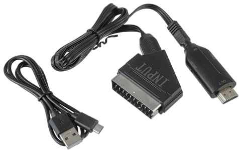 HUAREW SCART to HDMI Converter, Scart to HDMI Audio/Video Converter HD 720P/1080P with Scart and HDMI Cable, Scart to HDMI Audio/Video Converter HD 720P/1080P for HDTV, DVD Player, PS4, Projector