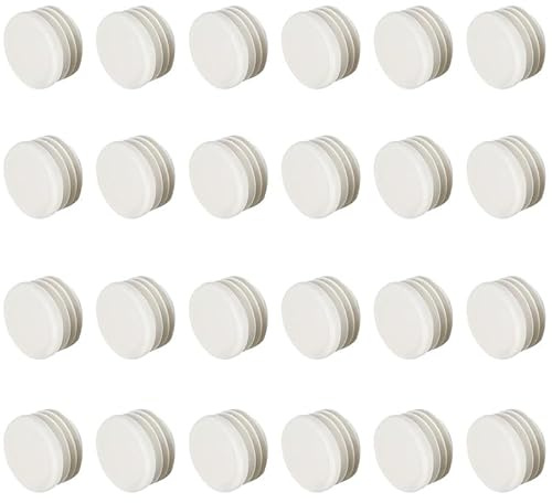 22MM Round Plastic Plugs,White Plastic End Caps in 24pcs,Chair Leg Pipe Tube Insert Blanking Cover,End Cover Caps for Furniture,Tables,Chairs