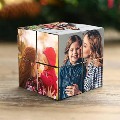 Drawelry Personalisierte Fotowürfel mit 9 Bild Drucken Cube Würfel Fotoalben Faltbare Fotos Zauberwürfel für Familie Freund Gedenk Hochzeit Reisen Eltern-Kinder Haustier Fotodruck Fotorahmen Album (C)