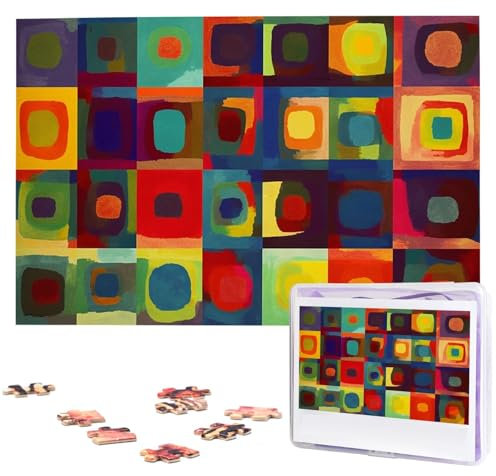 Puzzle für Erwachsene, 1000 Teile, Holzpuzzle, moderne Kunst, abstrakte Kunst, Quadrate, herausfordernde Puzzles, individuelles Bild, Puzzle, personalisiertes Fotopuzzle für Geschenk, Familie