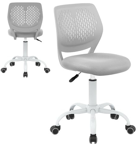 Maxmass Home Office Kids Desk Chair, Height Adjustable Computer Chairs with Gas Lift and Coloured PU Casters, Swivel Mesh Seat for Working and Studying (Grey)