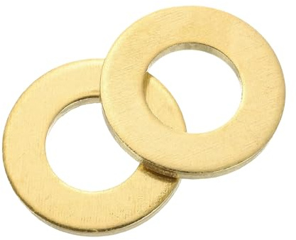 sourcing map M10 Flat Washer, 16 Pcs Brass Ring Flat Washers 20mm OD 2mm Thick Metal Sealing Gasket Ring for Screws Bolts Nuts