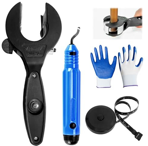 Tagliatubi a Cricchetto, Taglia Tubi Compatto 2 in 1 da 1/4 a 7/8, con Accessori, per Tagliare Tubi in Rame, Tubi in PVC, Tubi in Plastica, Tubi in Acciaio Morbido (Nero) (Nero)