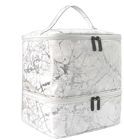 Nail Polish Bag, Double-Layer Manicure Tools Storage Case, Portable Nail Organizers with Flexible Lamp Supplies Holder, Lightweight Travel Pouch for Families & Professionals