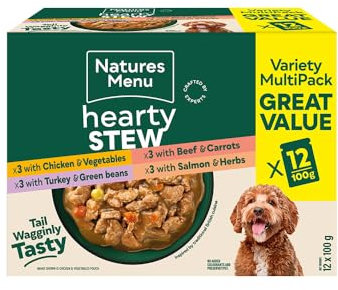 Natures Menu Hearty Stews - Chunks in Gravy Wet Food Pouches for Adult Dogs: Pack Multiflavour 12 x 100g