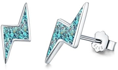 CUOKA MIRACLE Männer Blitz Ohrstecker Türkis 925 Sterling Silber Hypoallergen Ohrringe Schmuck für Kinder Damen Mädchen Jungen