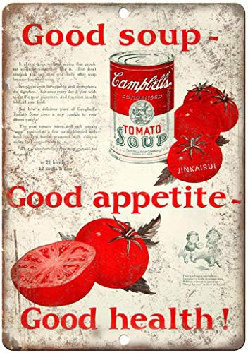 Retro-Metall-Blechschild, lustiges Campbell's Condensed Tomato Soup, bemaltes Eisenschild für Bar, Café, Garage, Party, Spielzimmer, 30,5 x 40,6 cm