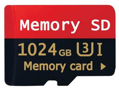 Carte Micro SD 1024 Go Carte Mémoire Micro SD Imperméable + Adaptateur SD pour pour Smartphones,Drones, Dash Cam, Camera, Tablette