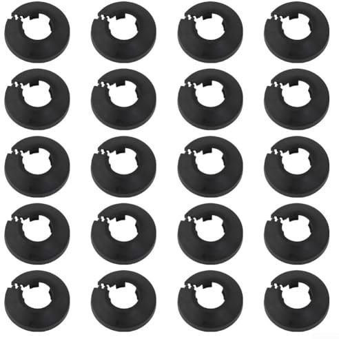 Lot de 20 cache-tuyaux décoratifs en polypropylène noir pour robinet de tuyau de gaz pour amélioration de la maison, salle de bain, cuisine (pour 20 mm)