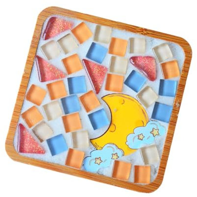 jojofuny DIY Regenbogen-mosaik-untersetzer Handgefertigte Mosaik-holzuntersetzer Bastelmaterial Für Frühkindliche Bildung Und Eltern-Junge Mädchen-aktivitäten