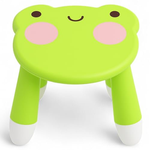 MIJOMA Kinderhocker mit Tiermotiv – Rutschfester Sitzhocker aus Polypropylen, 23x22x23 cm – Leicht, stabil & ideal fürs Kinderzimmer (Frosch)