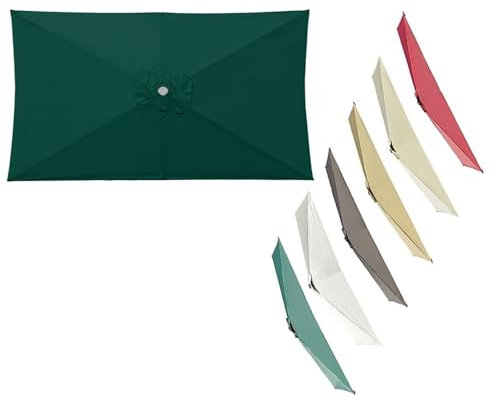 Générique Parasol Rectangulaire De Remplacement 2×3m Pieds, 6 Baleines, Résistant À La Décoloration, pour Terrasse, Marché, Terrasse, Piscine(Vert foncé)