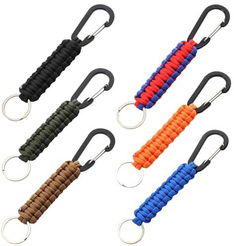 MLPKOI 6 Stück Schlüsselanhänger mit Karabiner, Schlüsselband Schlüsselring, Geflochtenes Lanyard für Outdoor-Klettern, Camping, Wandern, Rucksackreisen