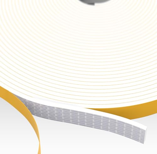 Paraspifferi per porte e finestre, 2 rotoli da 6 mm (larghezza) x 1,5 mm (spessore), nastro in schiuma autoadesivo, per isolamento termico, lunghezza totale 20 m, bianco