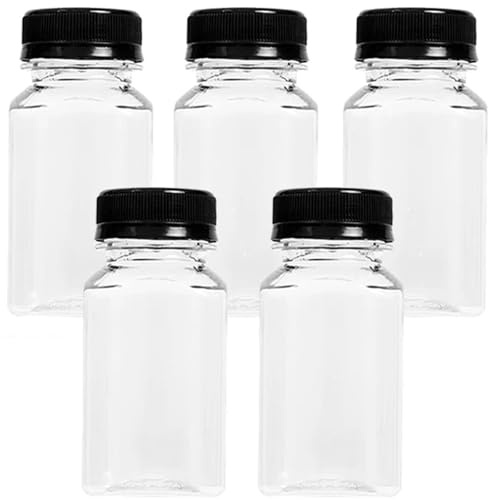 LCKKJHG GläSer Zum Einkochen Leere Plastiksaftflaschen mit Kappen, durchsichtige Getränkebehälter Deckel, Behälter for Entsaften, Trinken, Milch, Marmelade(500ml-5PCS)